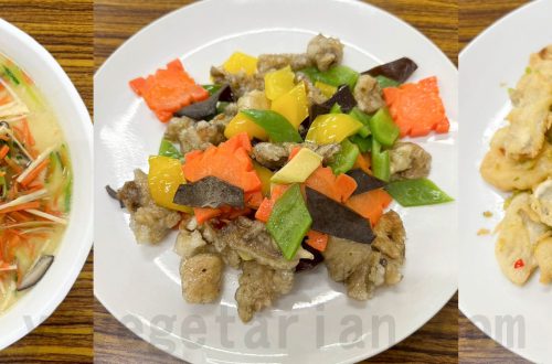 三絲淋蒸蛋、三色鮑菇捲、椒鹽牛蒡片